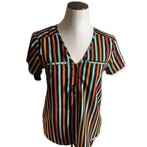 Mileage Size Medium Striped Short Sleeve Women’s Blouse
